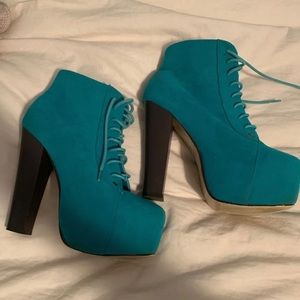 Blue Heeled Booties
